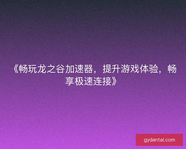 《畅玩龙之谷加速器，提升游戏体验，畅享极速连接》